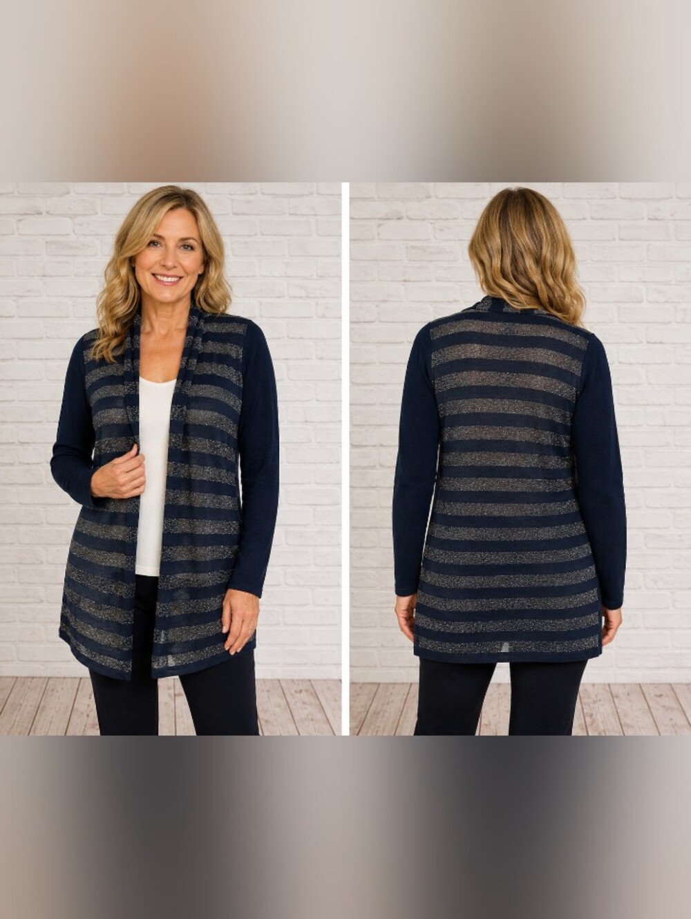 neiman marcus cashmere collection silk cashmere metallic stripe cardigan m